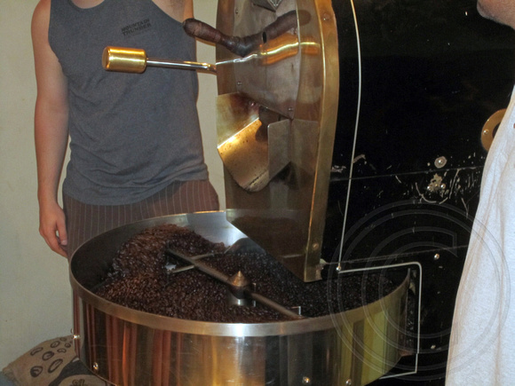 French Roast, cooked at the highest temp and has the lowest levels of caffeine